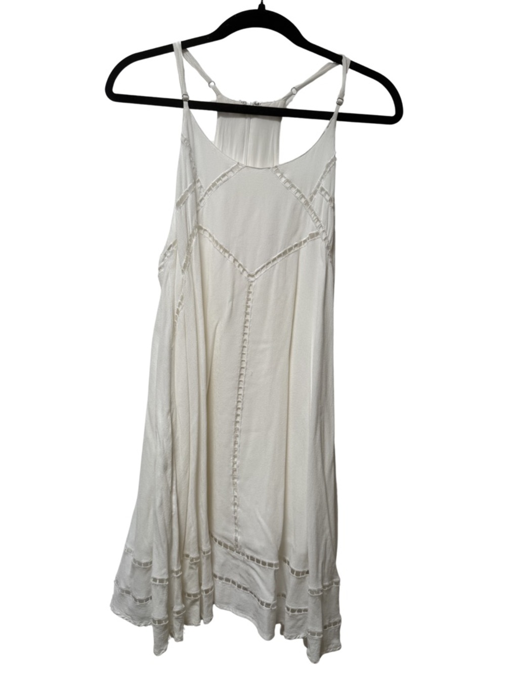 Emory Park Cottagecore Boho Bridal Cream Spaghetti Strap Lace-Trim Slip Dress S